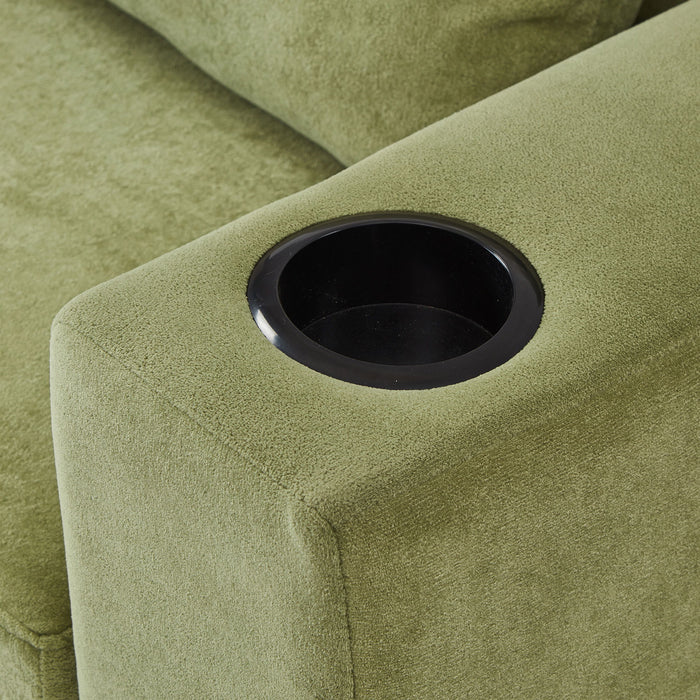 Modern Style Armchair Chaise Lounge Sofa Couch With Movable Storage Ottoman, USB Ports, Cup Holders, Phone Holder, Side Pockets