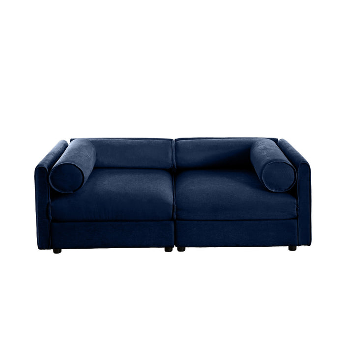Stylish Chenille Sofa With Storage Seat And Cylindrical Backrest