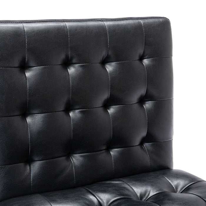 Contemporary Accent Chair With Tufted Waffle Stitch - Black
