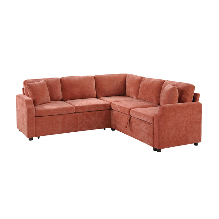 Modern L Shaped Sectional Sofa Bed With Hidden Storage Chenille Upholstery