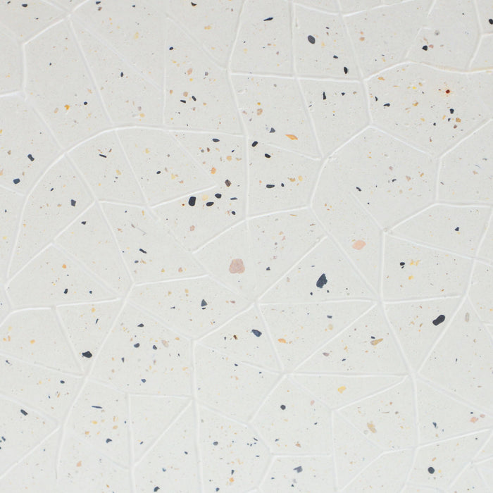 Outdoor Terrazzo Concrete Drum End Table, Living Room Accent Table - White Terrazzo