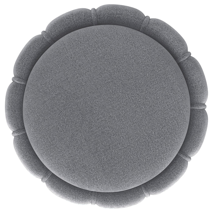 Round Upholstered Ottoman Pouf With Velvety Soft Upholstery