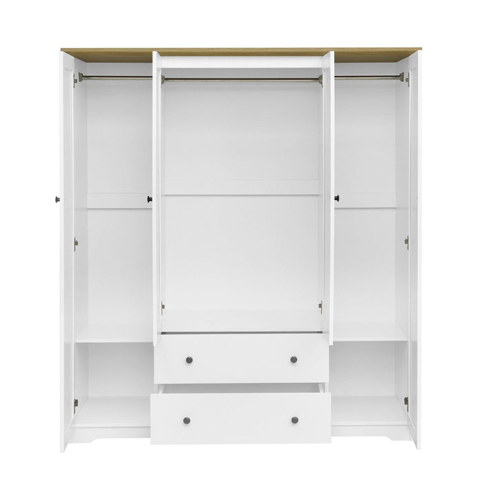 4 Door Wardrobe Armoire With 2 Drawers