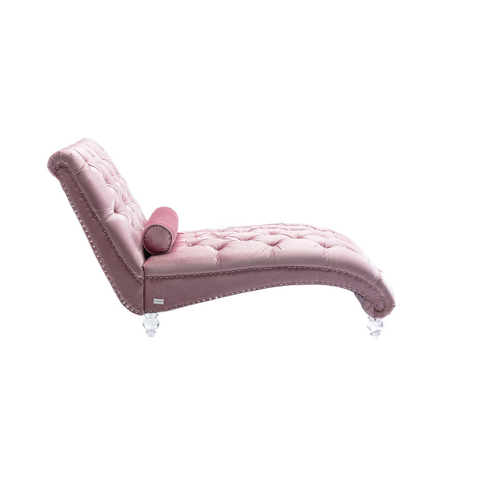 Velvet Chaise Lounge Indoor, Button Tufted Upholstered Chaise Lounge Chair With Pillow