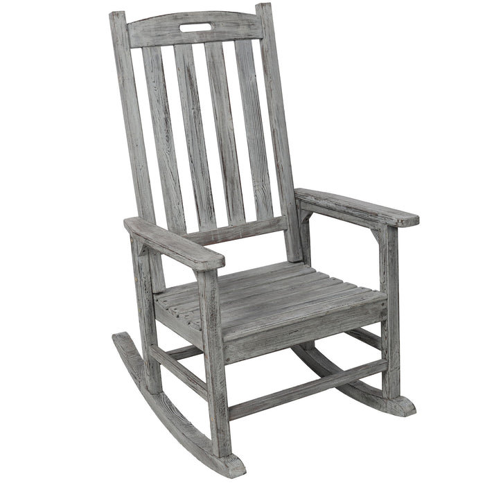Oversized Porch Rocker Chair With Wide Seat And Tall Backrest