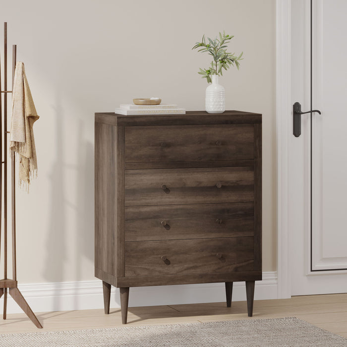 Farhart - Mid Century Modern 4 Drawer Dresser - Walnut