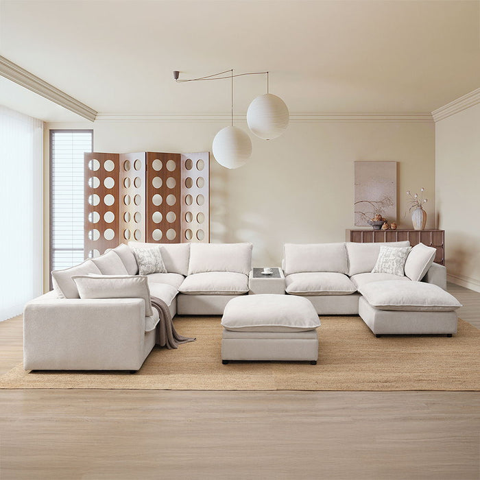 Marisa - Modular RF Loveseat With 2 Pillows - Beige Boucle