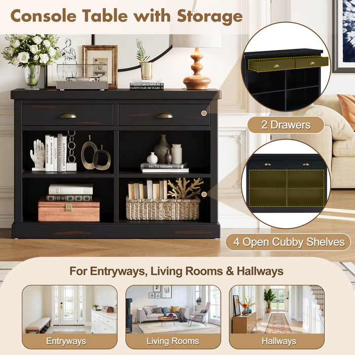 Console Table With 2 Drawers And Open Shelves