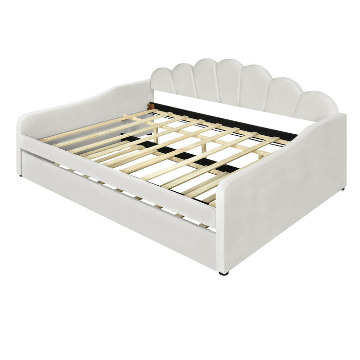 Upholstery Daybed Frame With Shell Shaped Backrest