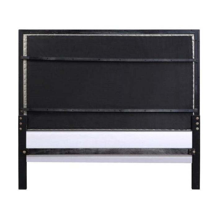 Nicola - Eastern King Bed - Silver Synthetic Leather & Black