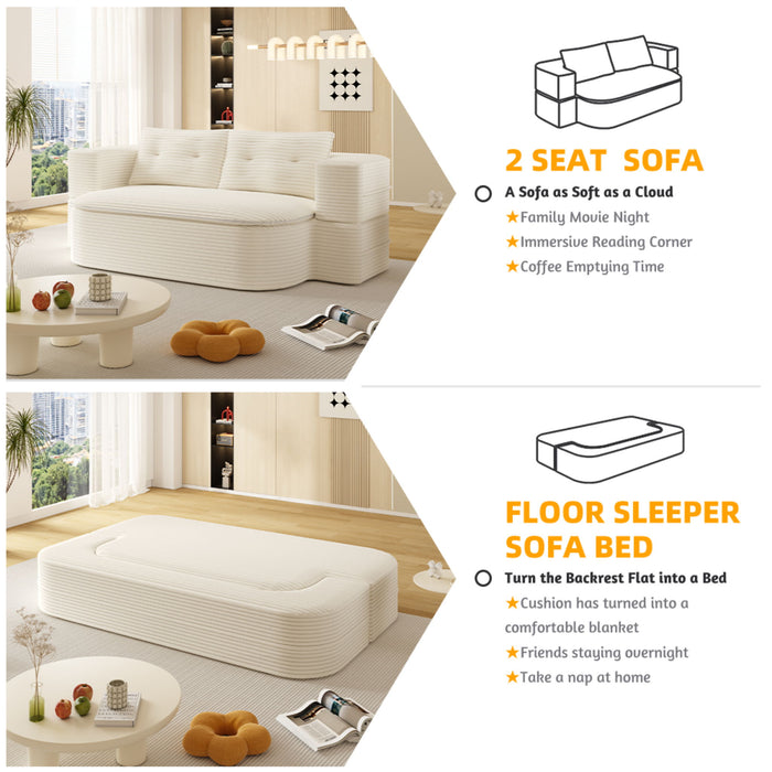Convertible Floor Sofa Bed With Multi Functional Blanket