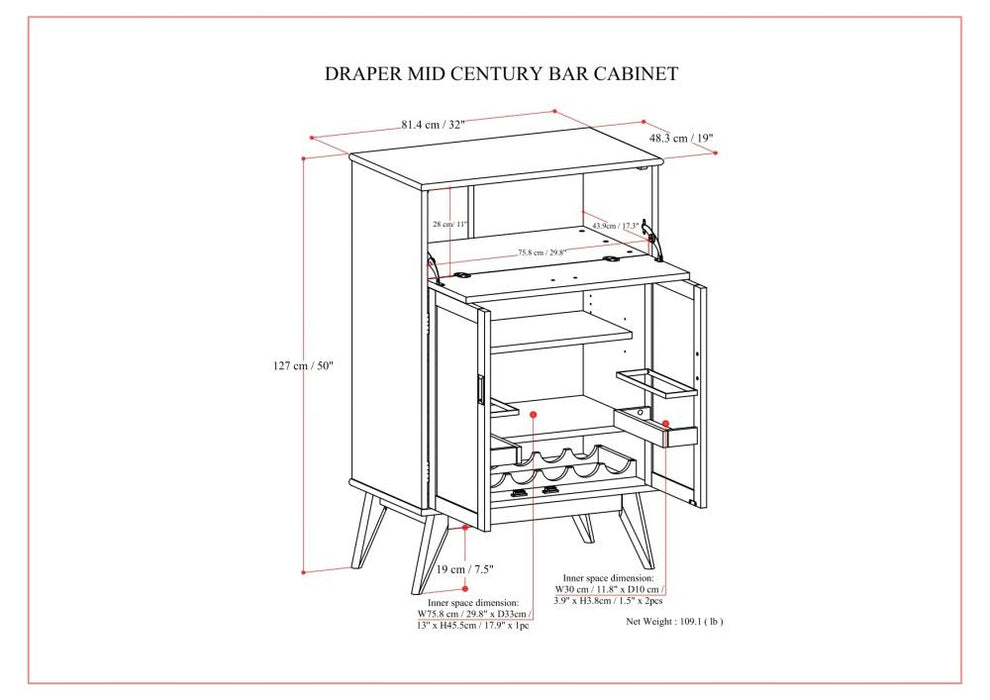 Draper - Mid Century Bar Cabinet