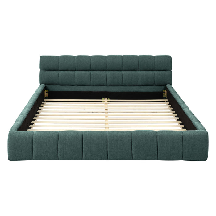 Modern Platform Bed Frame With Thick Chenille Fabric