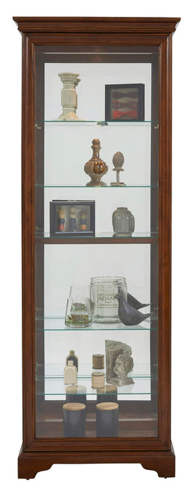 PFC Curios - Mirrored 5 Shelf Gallery Curio Cabinet - Oak Brown
