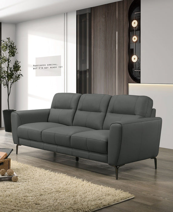 Anthracite Gray Top Grain Leather 2 Pieces Sofa Set Sofa And Loveseat Contemporary Living Room Furniture Full Leather Couch