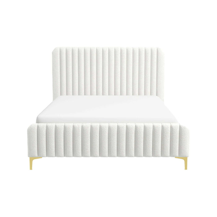 Valery - Queen Size Platform Bed - Cream