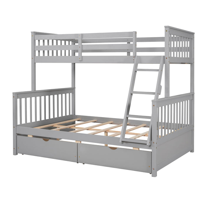 Bunk Bed With Ladders And 2 Storage Drawers