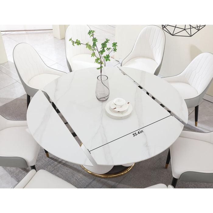 Fashion Modern Sintered Stone Dining Table With Retractable Function And Chairs