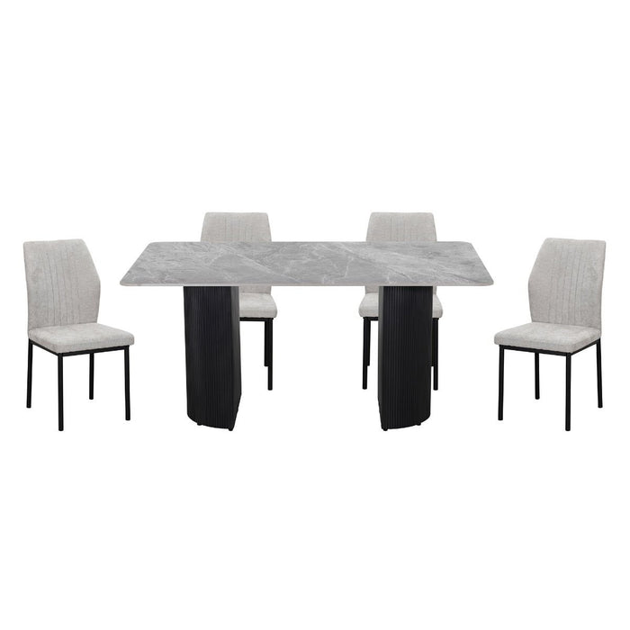 Leander - Dining Table With Ceramic Top - Gray & Black