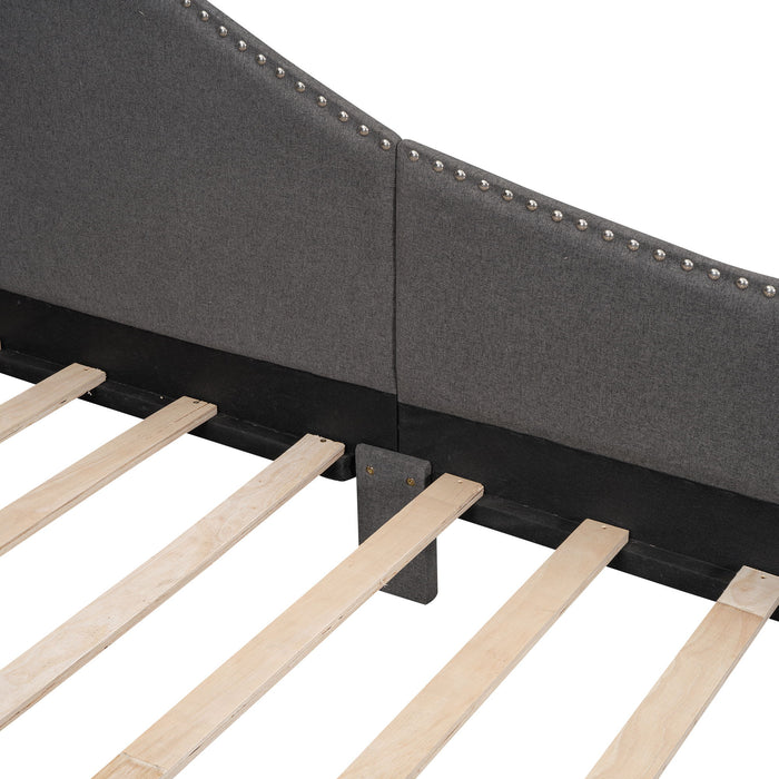 Upholstered Daybed With Headboard And Armrest, Support Legs