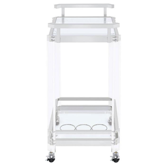 Jefferson 2-tier Glass Shelf Acrylic Bar Cart Chrome