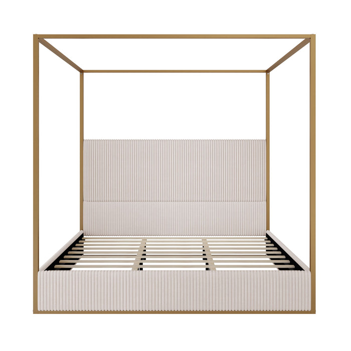 Luxury Canopy Bed With Upholstered Headboard