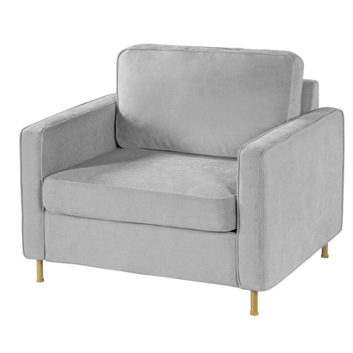Accent Chair Upholstered Single Sofa With Square Arms, Sewn Pillow Back For Living Room