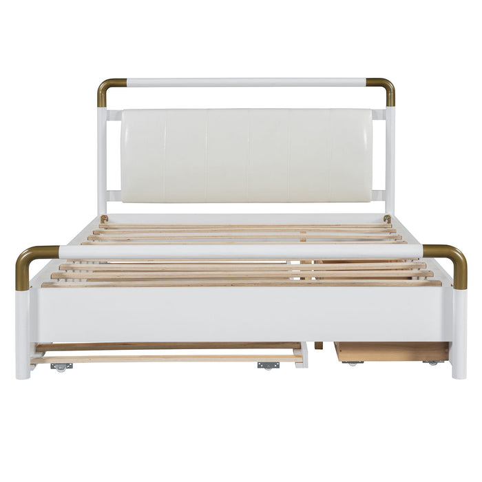 Storage Platform Bed, With 2 Big Drawers, Trundle