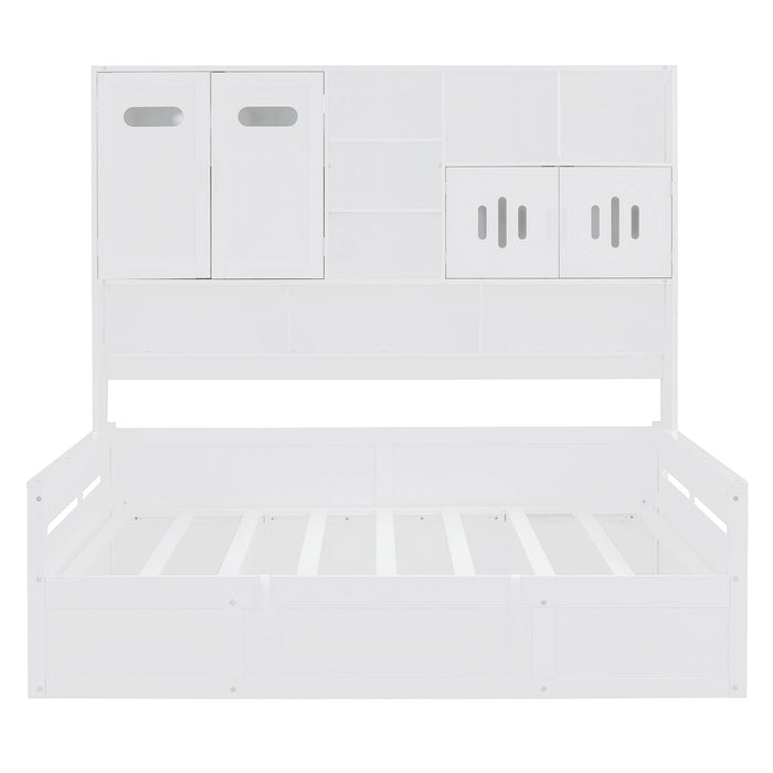 Daybed With All-In-One Cabinet And Shelf