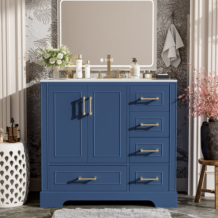 Traditional Bathroom Vanity With Soft Close Doors And Drawers