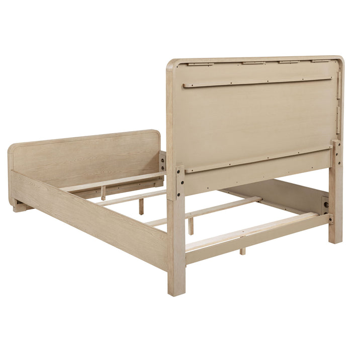 Mirador - Queen Panel Bed With Upholstered Headboard - Light Oak