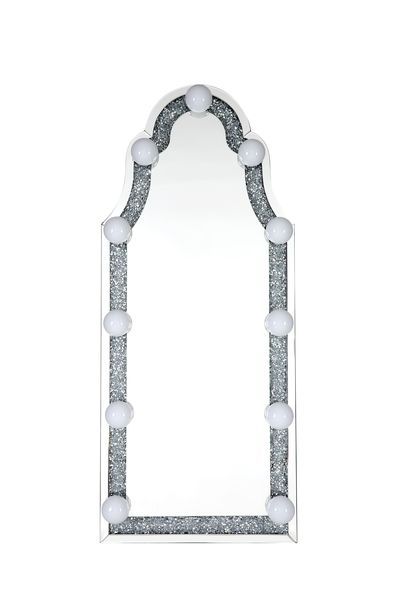 Noralie - Hollywood Floor Mirror - Mirrored & Faux Diamonds