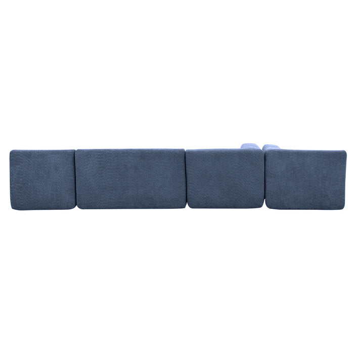 Upholstered Sofa Free Combined Sofa Couch With 2 Chaise Lounge And Five Back Pillows For Living Room
