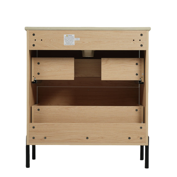 Bathroom Vanity With Ceramic Sink, Fluted Design