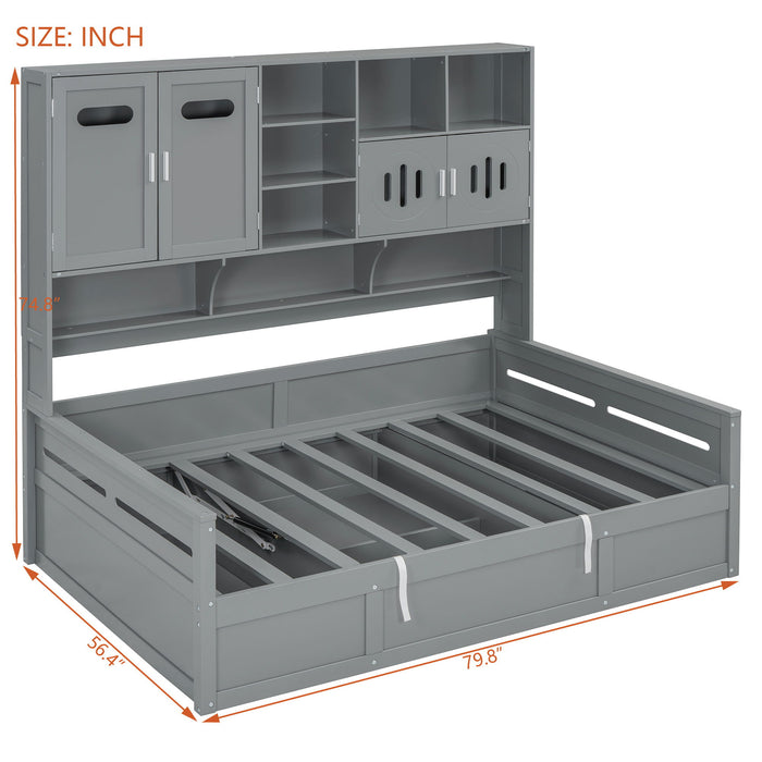 Daybed With All-In-One Cabinet And Shelf