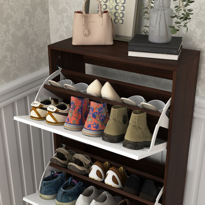 Modern Freestanding Shoe Storage Cabinet With 3 Flip Drawers