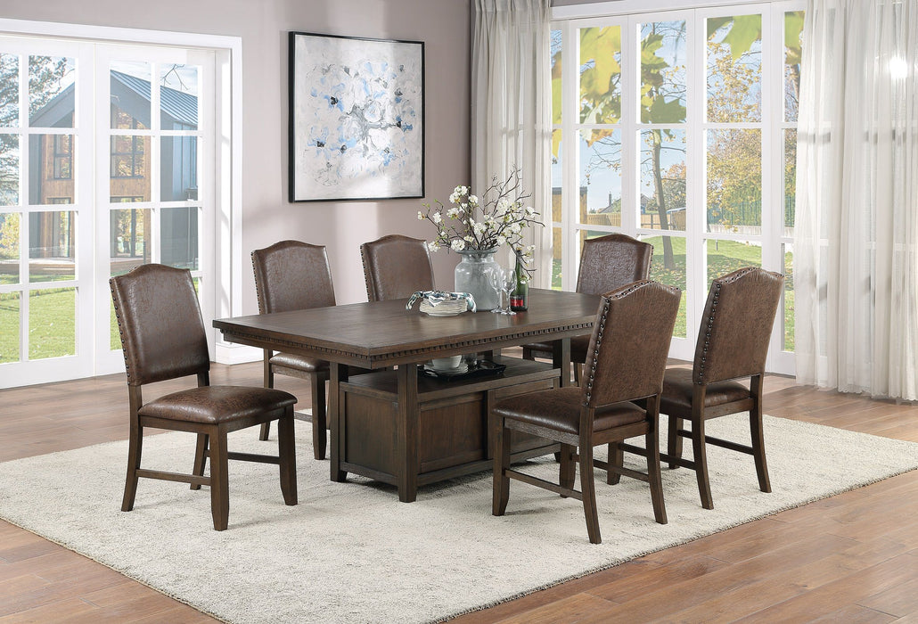 Dining Room Furniture Rustic Espresso Table Width Storage Base Side Chairs 7 Pieces Dining Set Rustic Espresso Wooden Faux Leather Upholstered Seats Chair