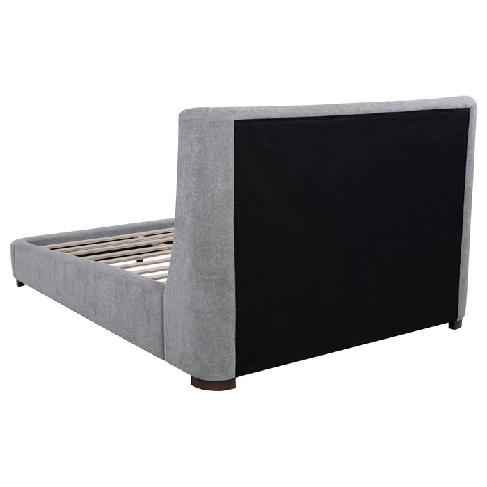 Rennes Upholstered Eastern King Wingback Platform Bed Grey