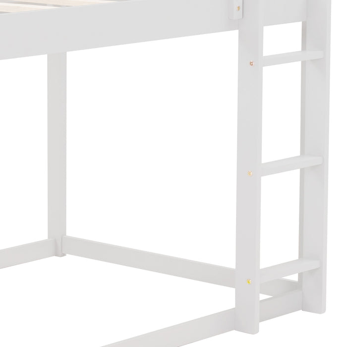 Low Bunk Bed With House Shaped Frame And Ladder