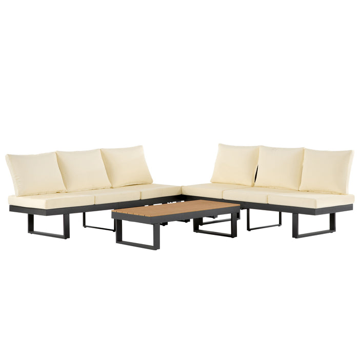Outdoor Sectional Sofa Set With Adjustable Reclining Seats