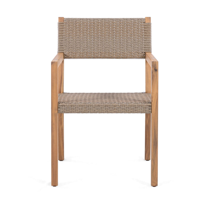 Outdoor Dining Chairs For Patios, Gardens (Set of 2) - Light Brown Multi / Light Teak
