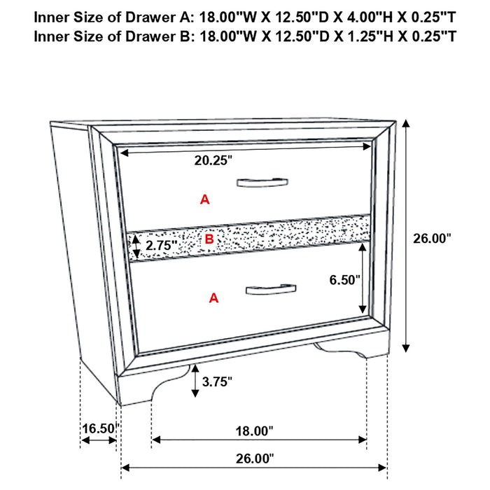 Transitional 2 Drawer Nightstand With Hidden Jewelry Tray