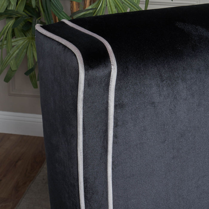Elegant Velvet Club Chair With Tonal Piping