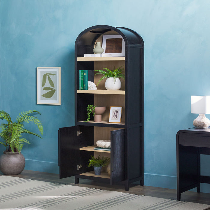 Modern 3 Shelf Open Arched Bookcase Cabinet
