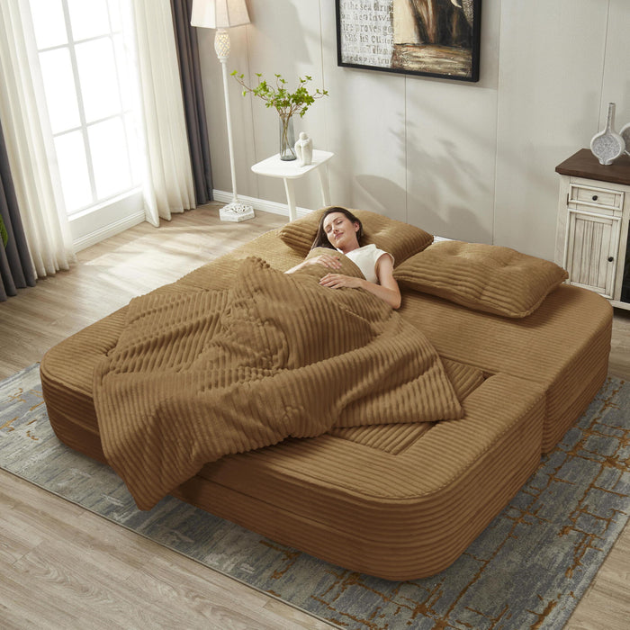 Multi Functional Sectional Sofa Bed With Independent Chaise Lounge And Functional Blanket