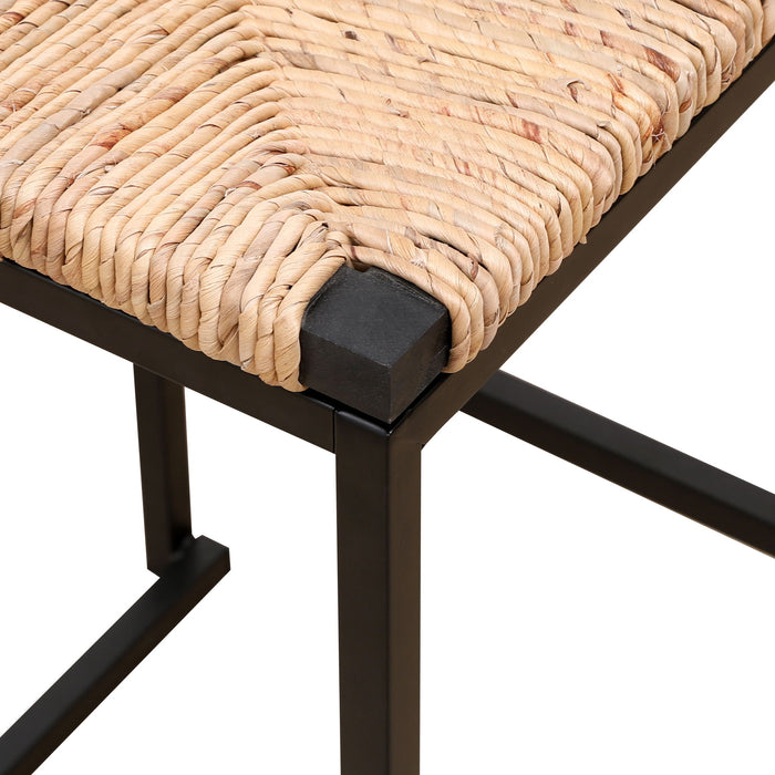 Water Hyacinth Woven Bar Stools With Back Support, Counter Height Dining Chairs (Set of 2) - Natural