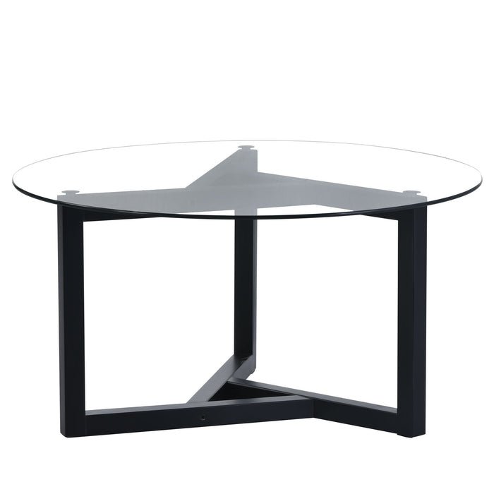 Round Glass Coffee Table Modern Cocktail Table