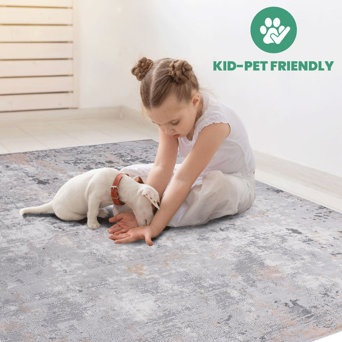 Marfi - 2' X 8' Abstract Runner Rug - Gray Multi