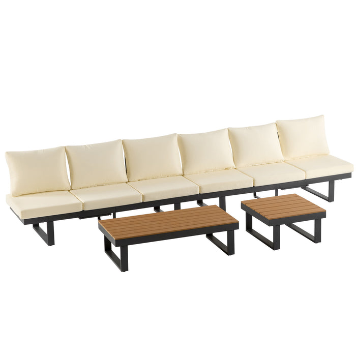 Outdoor Sectional Sofa Set With Adjustable Reclining Seats