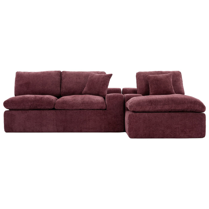 Cloud Sectional Sofa With Double Layer Cushion And Side Pockets, Free-Combined
